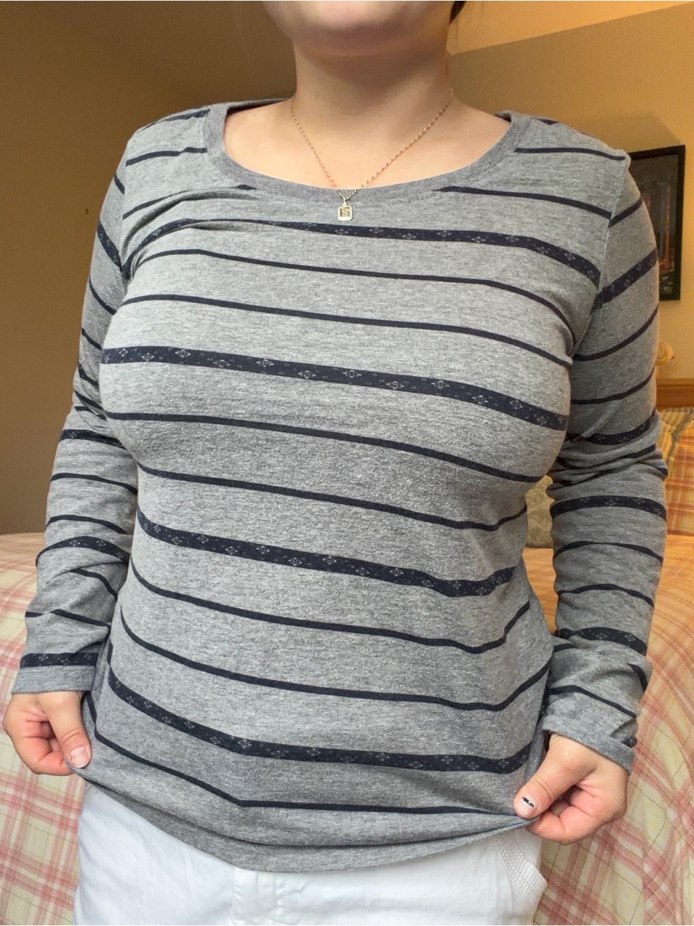 Levis Grey Striped Long Sleeve